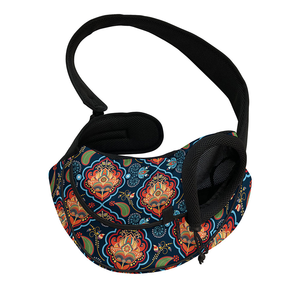 Indian Floral Paisley Pattern Print Pet Sling Carrier