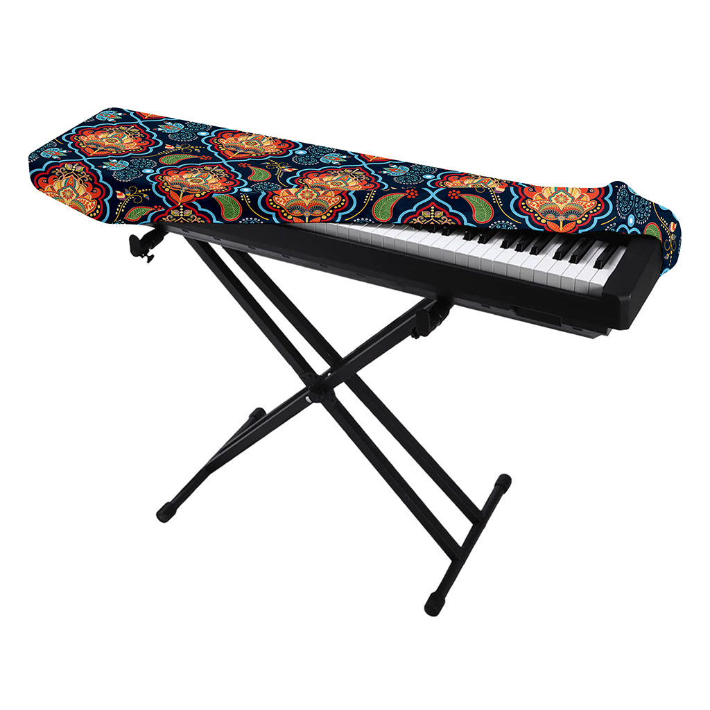 Indian Floral Paisley Pattern Print Piano Keyboard Cover