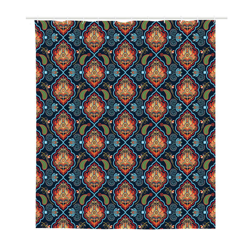 Indian Floral Paisley Pattern Print Polyester Shower Curtain