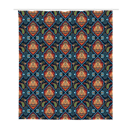 Indian Floral Paisley Pattern Print Polyester Shower Curtain