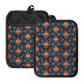 Indian Floral Paisley Pattern Print Pot Holders With Pocket