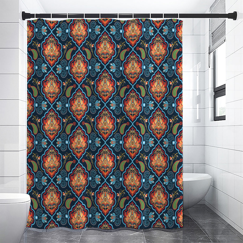 Indian Floral Paisley Pattern Print Premium Shower Curtain