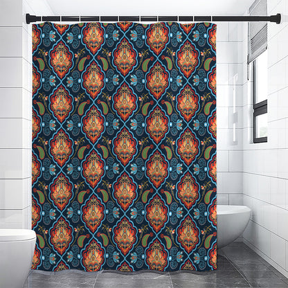 Indian Floral Paisley Pattern Print Premium Shower Curtain