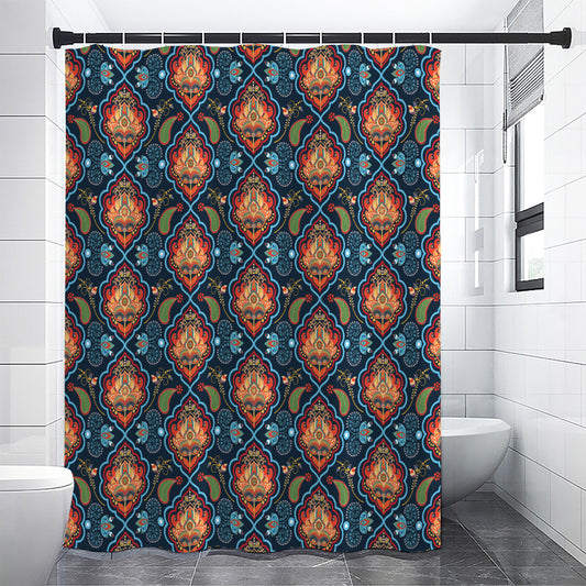 Indian Floral Paisley Pattern Print Premium Shower Curtain