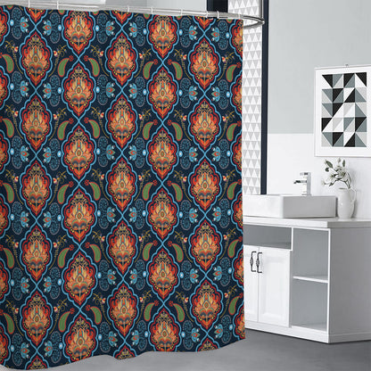 Indian Floral Paisley Pattern Print Premium Shower Curtain