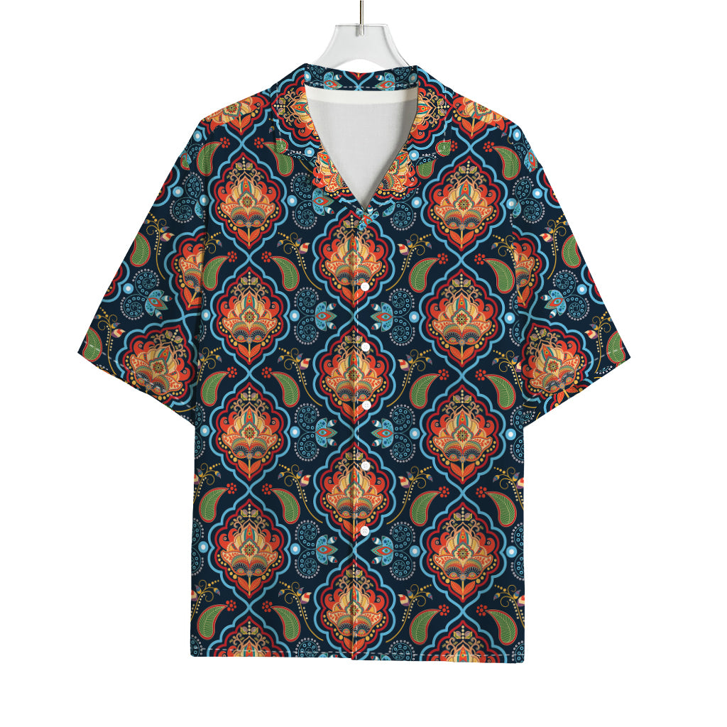 Indian Floral Paisley Pattern Print Rayon Hawaiian Shirt