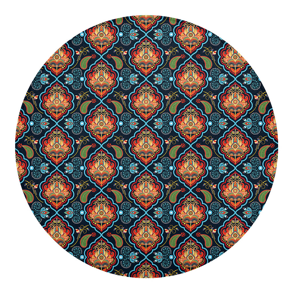Indian Floral Paisley Pattern Print Round Blanket