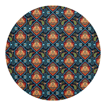 Indian Floral Paisley Pattern Print Round Blanket