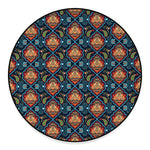 Indian Floral Paisley Pattern Print Round Floor Mat