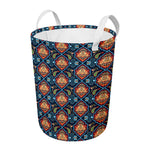 Indian Floral Paisley Pattern Print Round Laundry Basket
