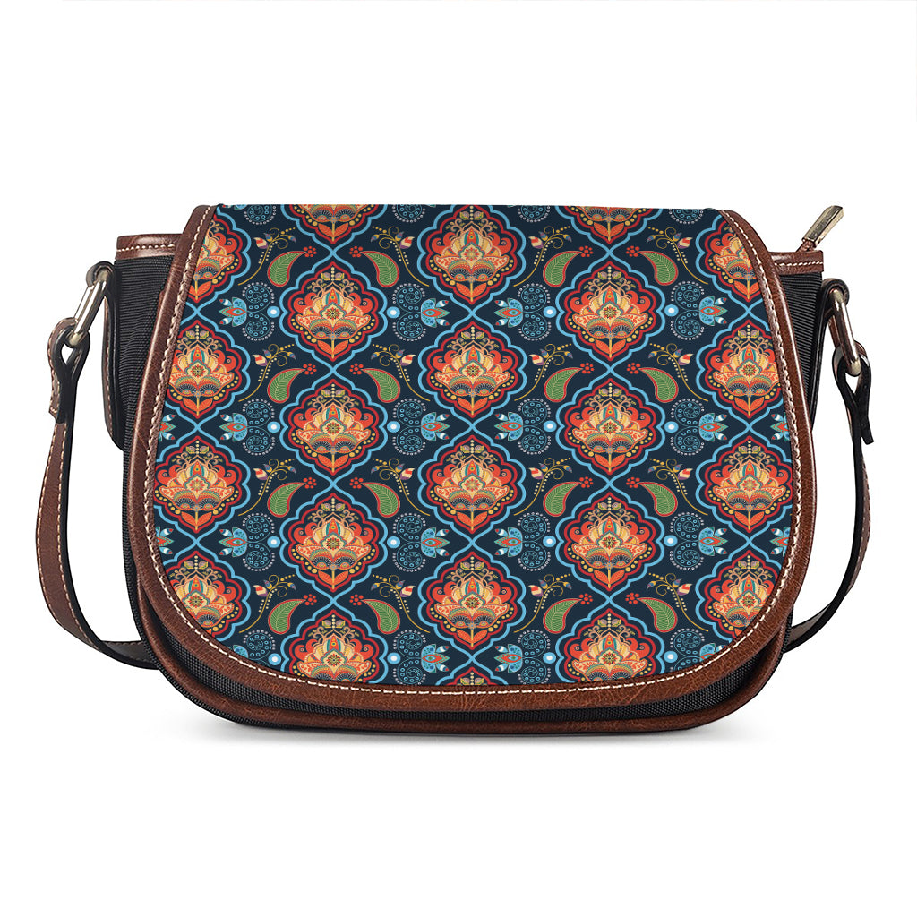 Indian Floral Paisley Pattern Print Saddle Bag