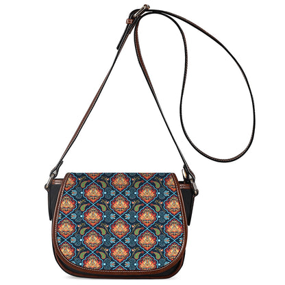 Indian Floral Paisley Pattern Print Saddle Bag