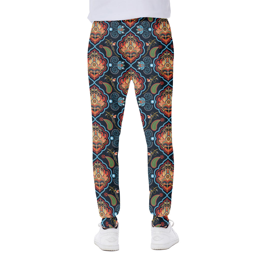 Indian Floral Paisley Pattern Print Scuba Joggers
