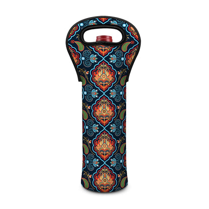 Indian Floral Paisley Pattern Print Single Neoprene Wine Tote