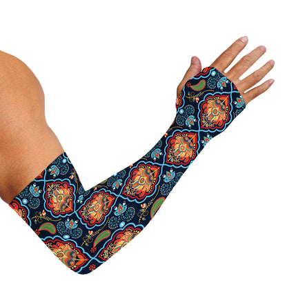 Indian Floral Paisley Pattern Print Sun Protection Arm Sleeves