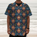 Indian Floral Paisley Pattern Print Textured Short Sleeve Shirt