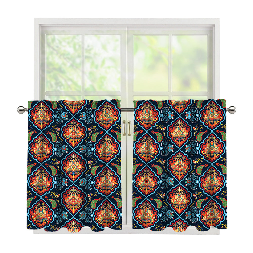 Indian Floral Paisley Pattern Print Tier Curtains