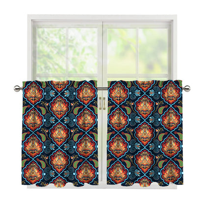 Indian Floral Paisley Pattern Print Tier Curtains