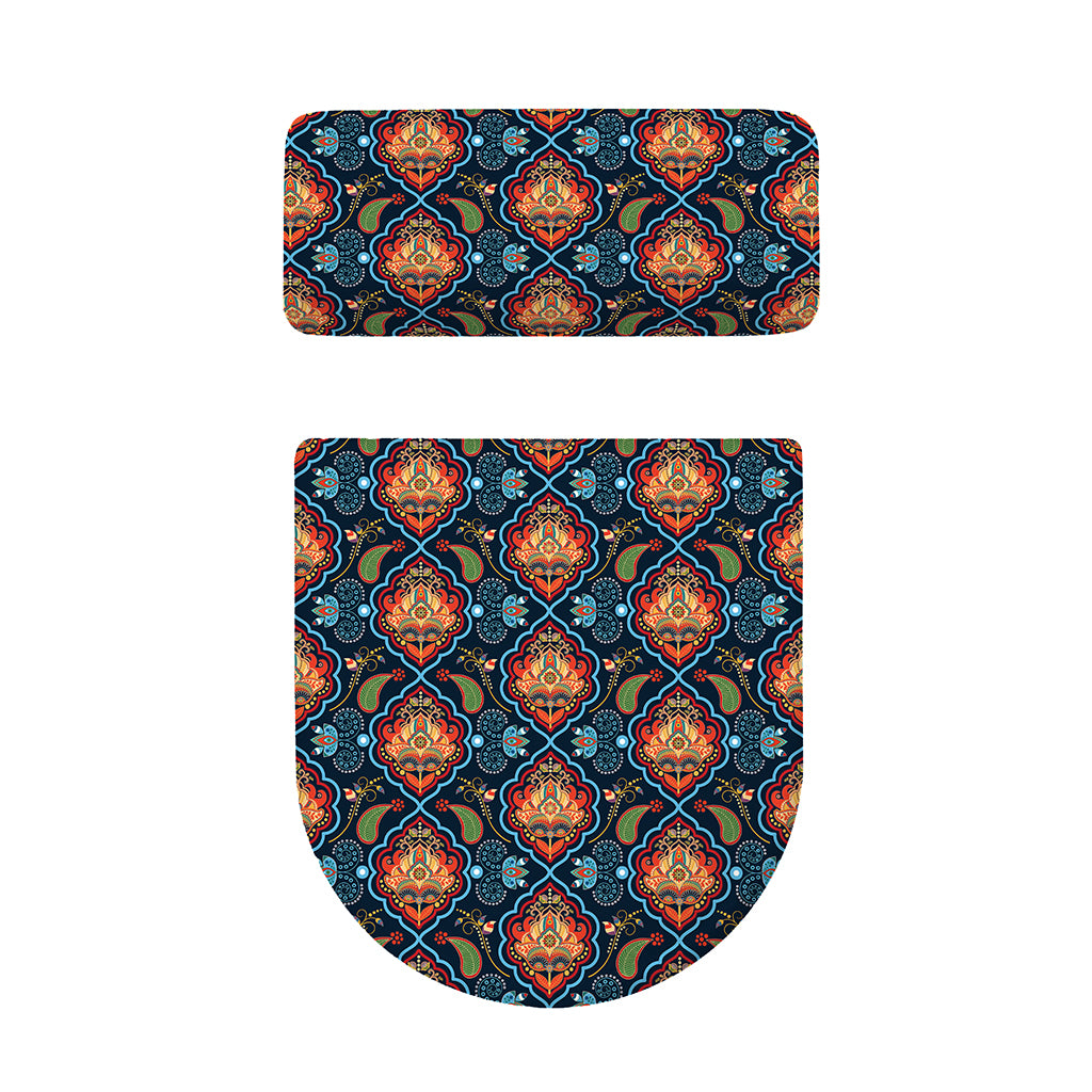 Indian Floral Paisley Pattern Print Toilet Lid And Tank Cover Set