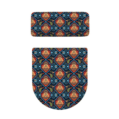 Indian Floral Paisley Pattern Print Toilet Lid And Tank Cover Set