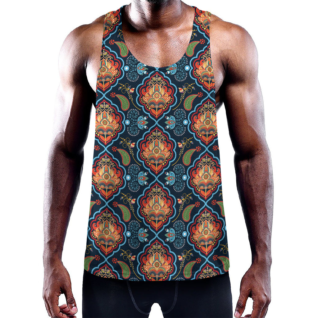 Indian Floral Paisley Pattern Print Training Tank Top