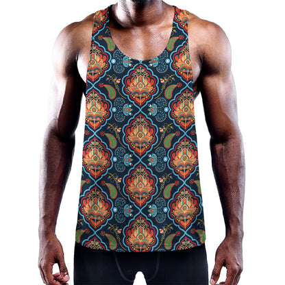 Indian Floral Paisley Pattern Print Training Tank Top