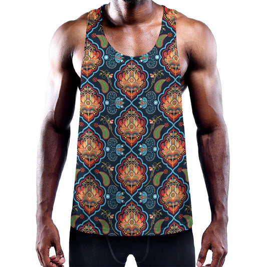 Indian Floral Paisley Pattern Print Training Tank Top