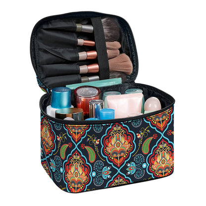 Indian Floral Paisley Pattern Print Travel Makeup Bag