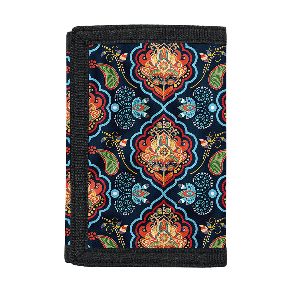 Indian Floral Paisley Pattern Print Trifold Wallet