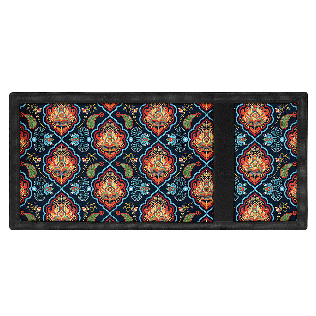 Indian Floral Paisley Pattern Print Trifold Wallet