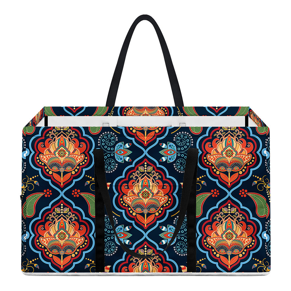 Indian Floral Paisley Pattern Print Utility Tote Bag