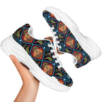 Indian Floral Paisley Pattern Print White Chunky Shoes
