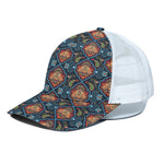 Indian Floral Paisley Pattern Print White Mesh Trucker Cap