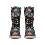 Indian Floral Paisley Pattern Print Winter Boots