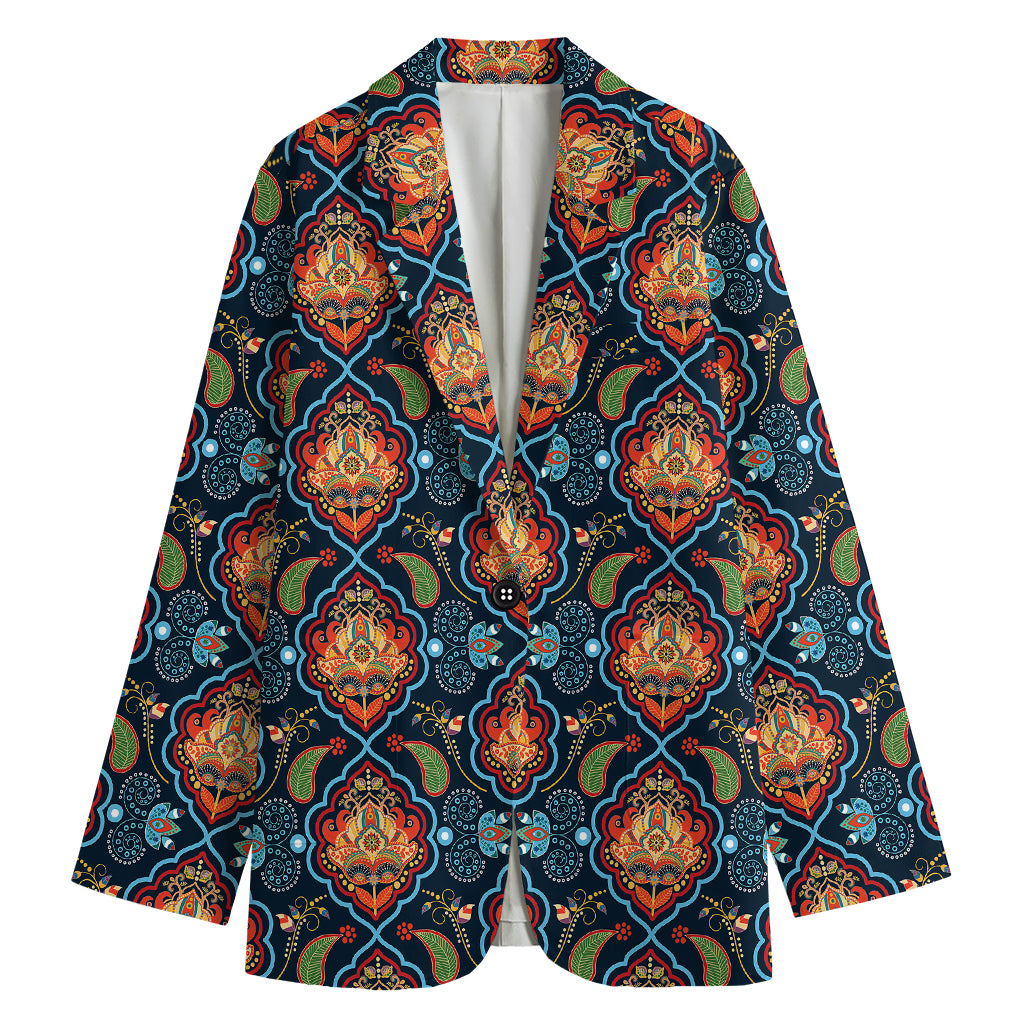 Indian Floral Paisley Pattern Print Women's Cotton Blazer
