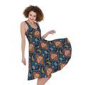 Indian Floral Paisley Pattern Print Sleeveless Knee Length Dress
