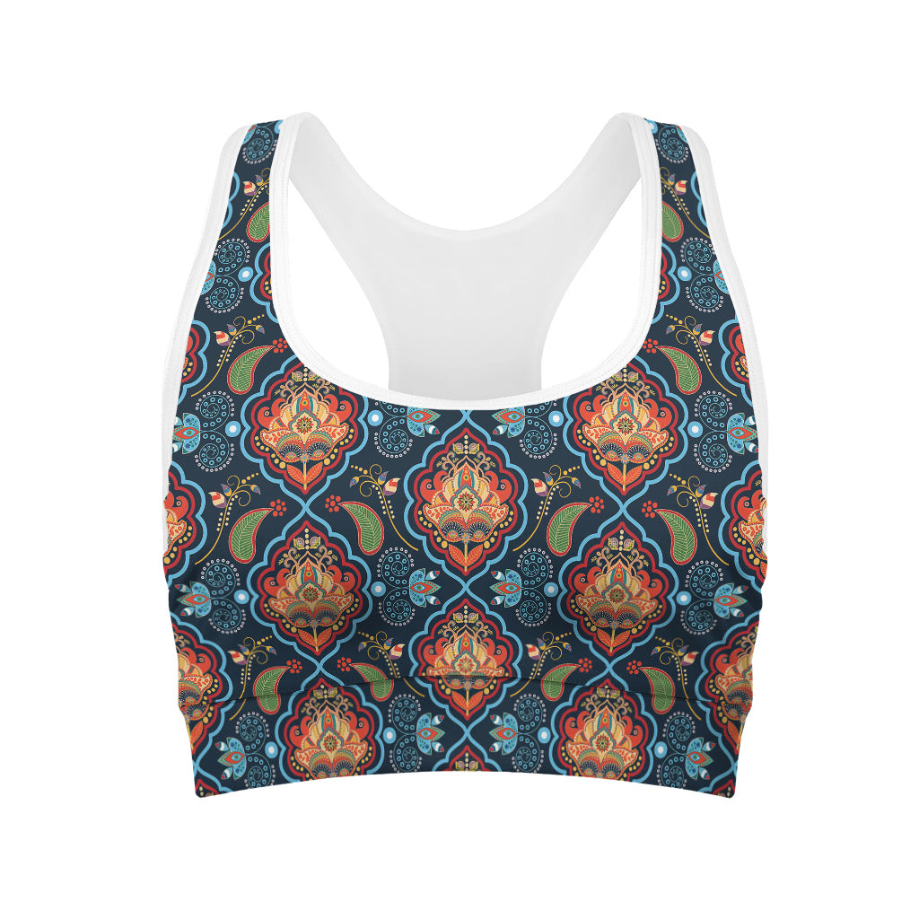 Indian Floral Paisley Pattern Print Women's Sports Bra