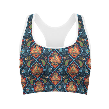 Indian Floral Paisley Pattern Print Women's Sports Bra