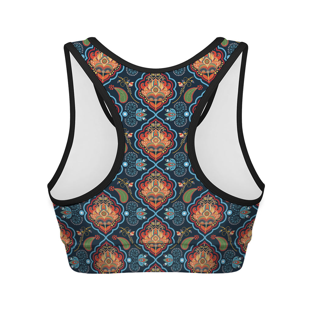 Indian Floral Paisley Pattern Print Women's Sports Bra