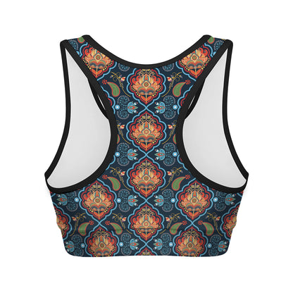 Indian Floral Paisley Pattern Print Women's Sports Bra