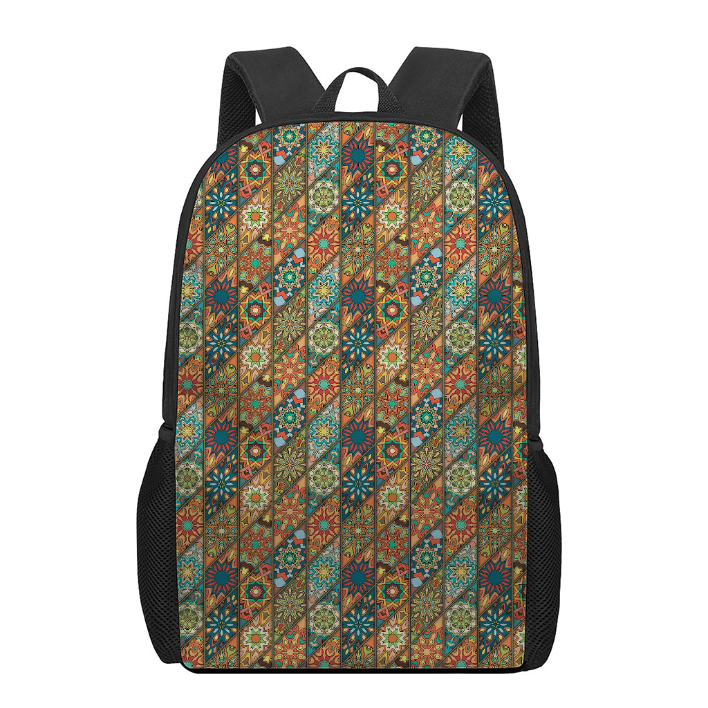 Indian Floral Patchwork Pattern Print 17 Inch Backpack