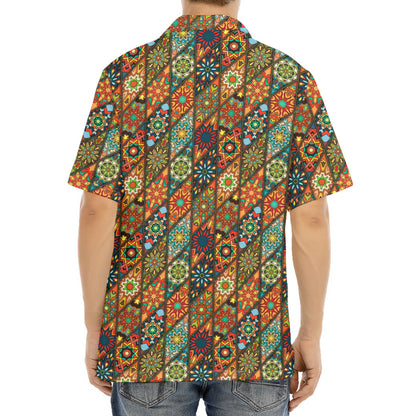 Indian Floral Patchwork Pattern Print Aloha Shirt