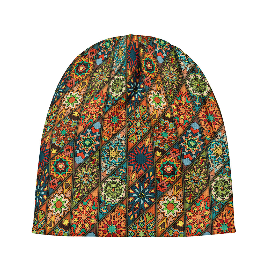 Indian Floral Patchwork Pattern Print Beanie