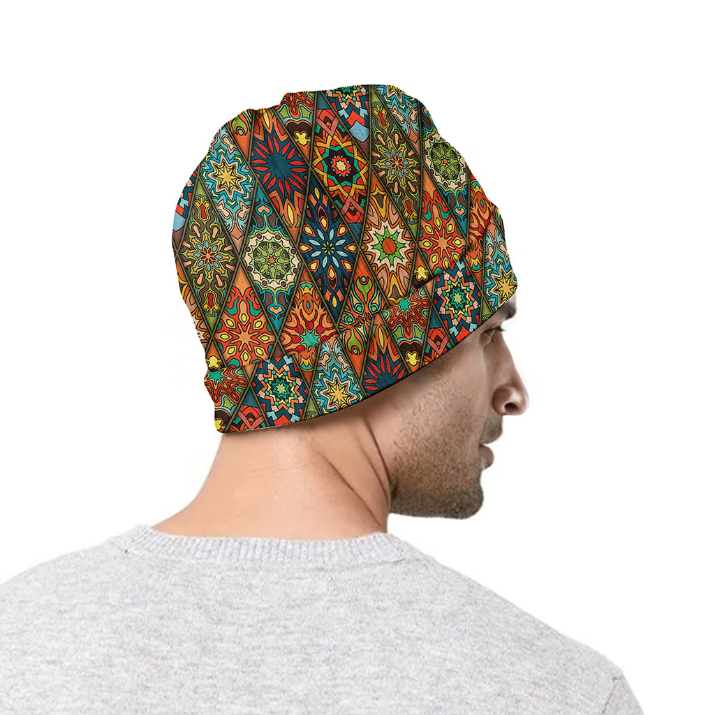 Indian Floral Patchwork Pattern Print Beanie