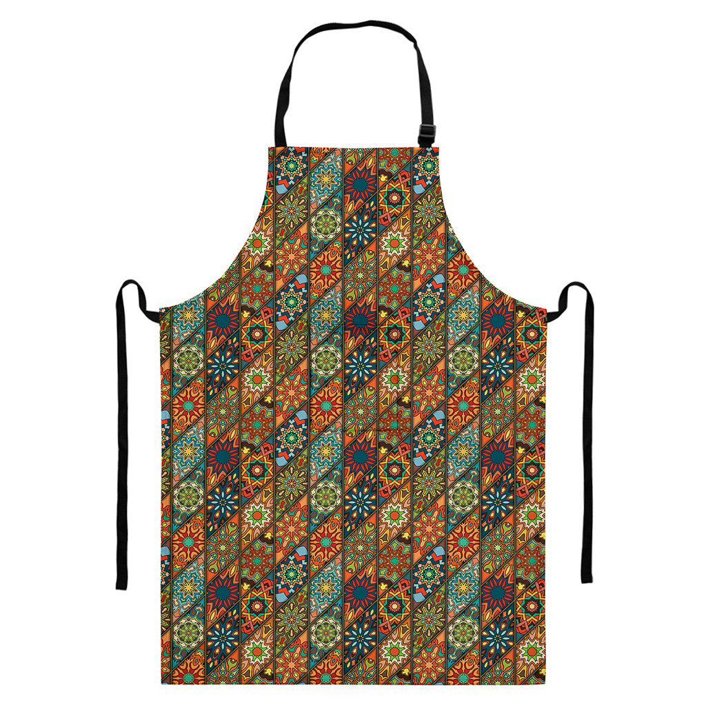 Indian Floral Patchwork Pattern Print Bib Apron With Pocket