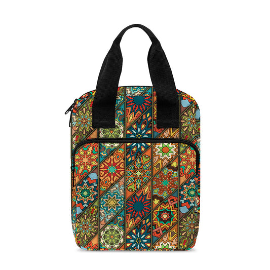 Indian Floral Patchwork Pattern Print Bible Tote Bag