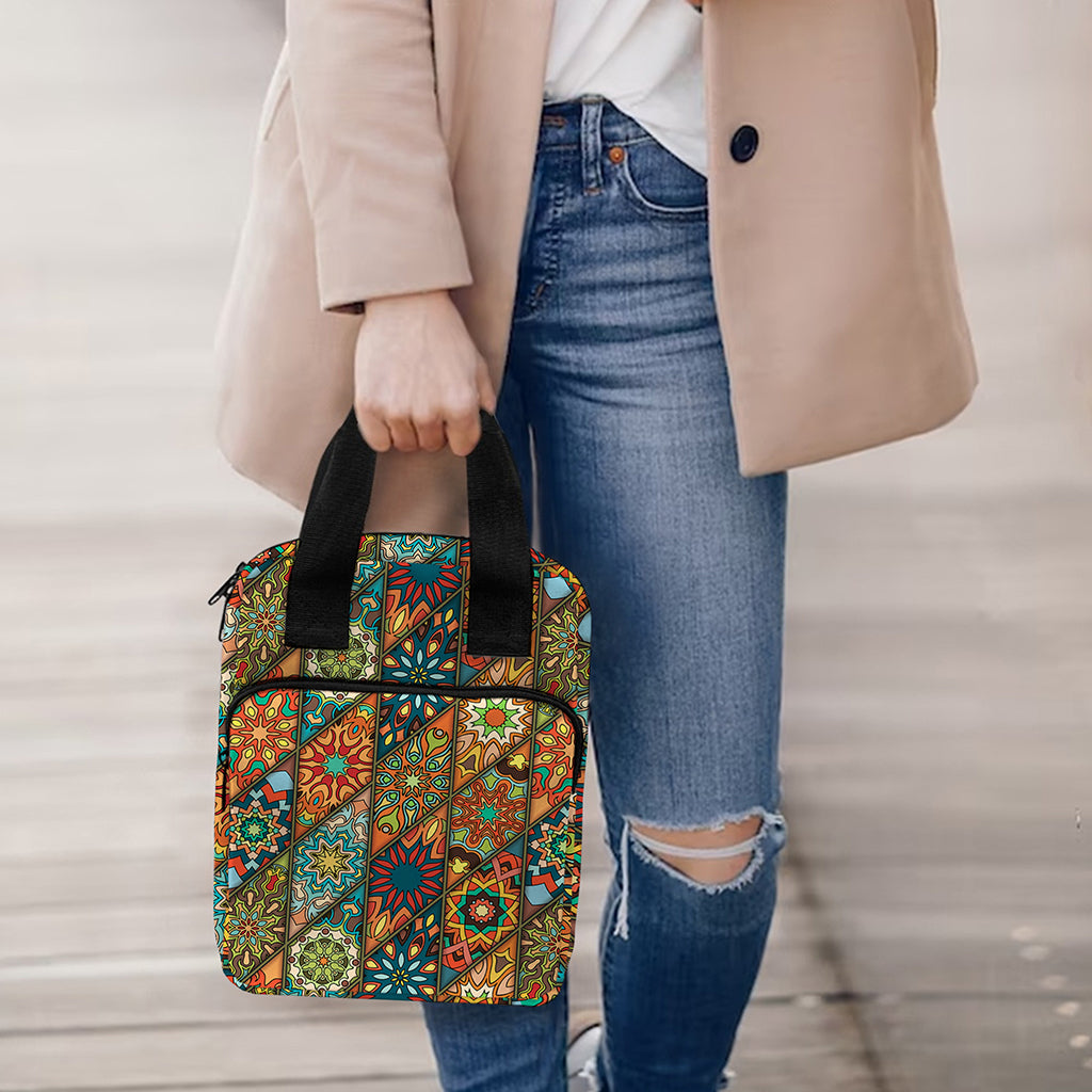 Indian Floral Patchwork Pattern Print Bible Tote Bag