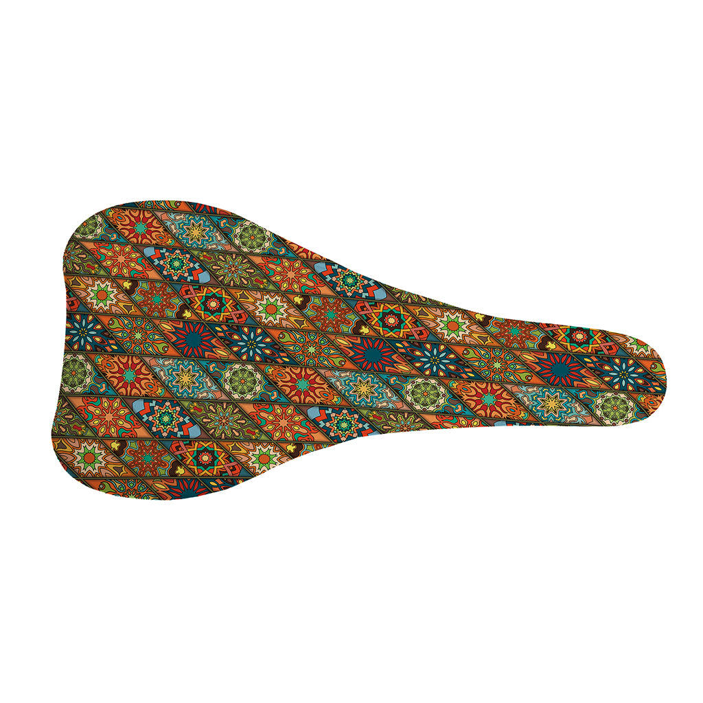 Indian Floral Patchwork Pattern Print Bicycle Seat Cover