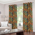 Indian Floral Patchwork Pattern Print Dimout Grommet Curtains