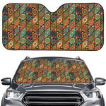 Indian Floral Patchwork Pattern Print Car Windshield Sun Shade